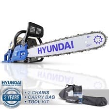 Image of Hyundai Petrol Chainsaw 20" 50 cm Cut Bar Heavy Duty 62cc 2-Stroke Easy-start