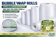 Image of Bubble Wrap Roll Small & Large Bubbles 300mm–1500mm x 50m/100m Packing Packaging