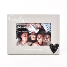 Image of Widdop Moments Sentimental Memories Wooden Photo Frame with Heart 6x4 - Family