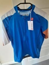 Image of Castelli Mens Entrata 6 Short Sleeve Summer Cycling Jersey 2XL XXLarge Blue