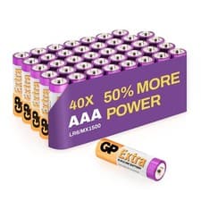 Image of GP Extra Batteries 40 X 1.5V AAA Alkaline batteries LR03 MN2400 NEW Long Expiry