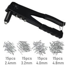 Image of Four-Head Rivet Gun with 60 Rivets Handheld Riveter for Metal Plastic & Leather