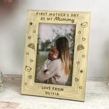 Image of Personalised First Mother’s Day Photo Frame 4x6 Wooden Picture Frame Mum Gift