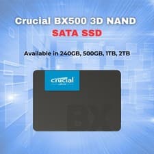 Image of Crucial BX500 240GB, 500GB, 1TB, 2TB SSD 3D SATA 2.5 inch Black Lot