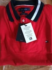 Image of Tommy Hilfiger Men's Red Polo Shirt, Size Medium, Regular Fit