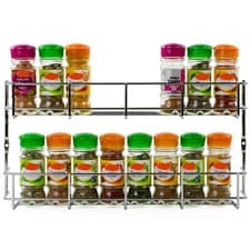 Image of Spice Rack Storage Cupboard Kitchen Door Herb Organiser 2 Tier Wall Mounted UK