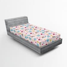 Image of Unicorn Fitted Sheet Clouds Rainbows Stars