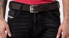 Image of Diesel Mens Bluestar Leather Belt Dark Brown 85cm   (fits 28” ) New