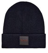 Image of Hugo Boss 6155 Foxxy_R Rubber Box Logo Knit Beanie Hat Navy