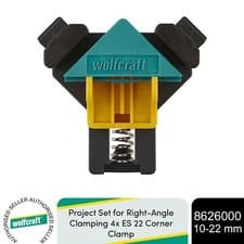 Image of Wolfcraft Project Set for Right-Angle Clamping 4x ES 22 Corner Clamp, 10-22 mm