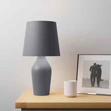 Image of New Ava Stoneware Table Lamp Polycotton Fabric Shade With Ceramic Base M-22