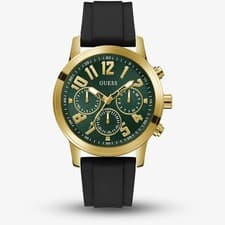 Image of Guess Mens Parker Gold Tone Black Rubber Strap Watch GW0708G2