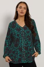 Image of EVANS Curve Women's Plus Size Stud Detail Top