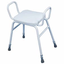 Image of Height Adjustable Perching Stool with Arms - 670 825mm Height - Padded Seat