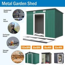 Image of Garden Shed w/ Foundation Metal Tool Shed 6 X 4, 8 X 4, 8 X 6, 10 X 8 FT