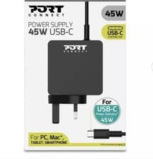 Image of Port Connect 45W Type C UK Power Supply-Suitable for all type C devices upto 45W