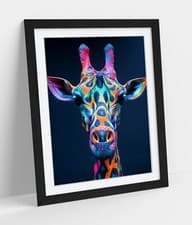 Image of MULTI COLOUR GIRAFFEE ABSTRACT FRAMED WALL ARTWORK POSTER PRINT 4 SIZES