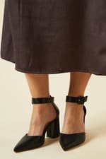 Image of Dorothy Perkins Womens Heels Black Wide Fit Faux Suede Ankle Strap Court Shoes