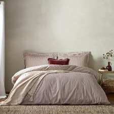 Image of furn. Yard Hebden 100% Cotton Stripe Duvet Cover Set – Reversible Striped Bed
