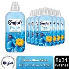 Image of Comfort Fresh Blue Skies Liquid Fabric Conditioner 31 Washes 930ml, 8 Pack