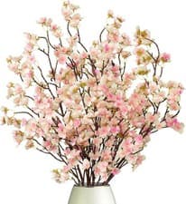 Image of Dremisland 4PCS Artificial Cherry Blossom Branches Pink Plum Blossom 39.3in W...