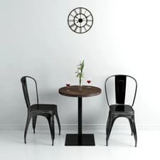 Image of WALPLUS Bistro Table Round 60x75 cm Dark Ash MDF Steel Kitchen Dining Table