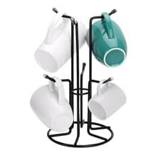 Image of Mug Tree for Large Cups, Counter Coffee Mug Holder with 6 Hooks, Metal Coffee Cu