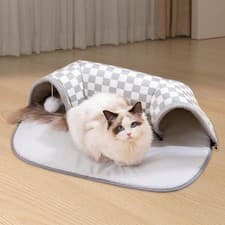 Image of 2 in 1 Cat Bed Play Tunnel Interactive Toy, and Playing Ball Toys, Foldable Soft
