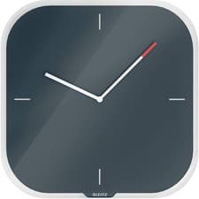 Image of Leitz Cosy Silent Glass Wall Clock Velvet Grey 90170089