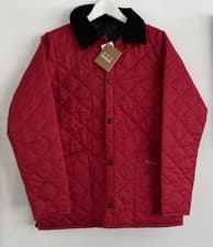 Image of BNWT Barbour Liddesdale Girls Size XL Poppy Red Quilted Jacket Coat Kids Childs
