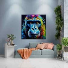 Image of MONKEY ARTWORK : Monkey Wall Art Canvas, Wildlife Canvas