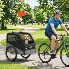 Image of PawHut Dog Bike Trailer for Small & Medium Pets with 20" Rubber Wheels, Grey