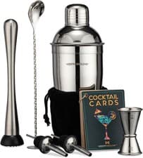 Image of Modern Mixology 8-Piece Cocktail Shaker Set with Velvet Bag Complete Cocktail Se