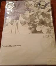 Image of Argos Home "Peony" Lined Eyelet Curtains Floral Pattern W46" X Drop 54" NEW