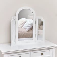 Image of White Arched Triple Dressing Table Mirror vanity table top mirror