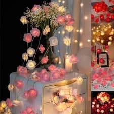 Image of 3M- 20 LED Rose Flower Fairy String Lights Battery Powered Garland Party Decor