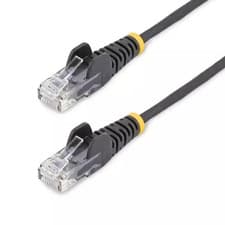 Image of StarTech 15m Black Slim CAT6 Ethernet Cable Snagless 100W PoE UTP LSZH 28AWG ...