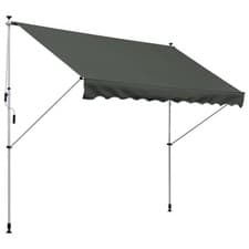 Image of Outsunny 3x1.5m Manual Retractable Awning Grey Adjustable Patio Canopy UV