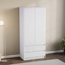 Image of Gloss Wardrobe Cabinet Organizer Clothes Storage MDF Bedroom Furniture