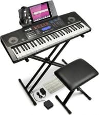 Image of RockJam 61 Key Keyboard Piano Kit with Bench, Stool, Sustain Pedal New