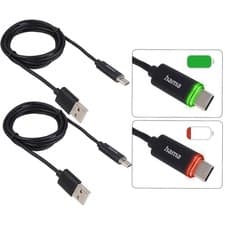 Image of 2x Hama Usb-A To Usb-C Cable LED Data Charging Mobile Phone Smartphone Tablet
