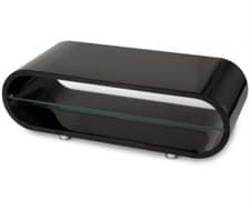 Image of Techlink Ovid OV95B High Gloss Black Modern Contemporary TV Stand TEMPERED GLASS