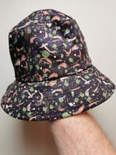 Image of PS By PAUL SMITH Men Size M Print Bucket Hat (BNWT) Organic Cotton Peach Brown