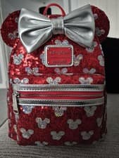 Image of Disney Parks 2025 Minnie Mouse Sequined Backpack Bag Loungefly BNWT
