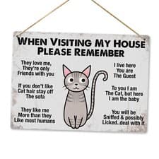Image of Metal Wall Sign - When Visiting My House...Cat - Cat Owner Animal Feline Lover