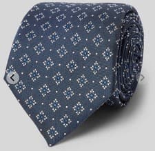 Image of Hugo Boss Mens Navy Dress Tie Smart Brand New Silk Blend 7.5cm Pattered