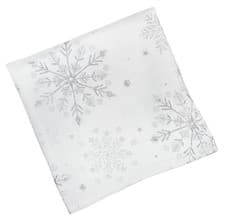 Image of Snow Fall Christmas White/Silver Snowflake Jacquard Napkin - 45cm x 45cm