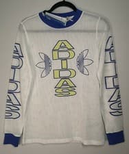 Image of Adidas Collegiate Mesh Long Sleeve White Varsity Top H15777 Women's Size XS