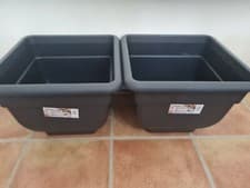 Image of 2 x square 38cm black bell garden pot