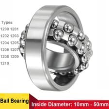 Image of Double Row Self Aligning Ball Bearing 1200 to 1210 Bearing Steel ID 10mm-50mm